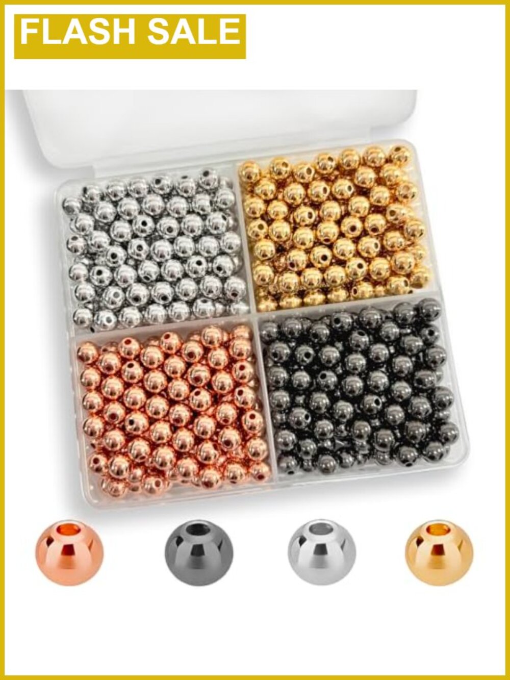 520pcs 6mm Gold Silver Rose Gold Spacer Beads for Bracelet Necklace Jewelry
